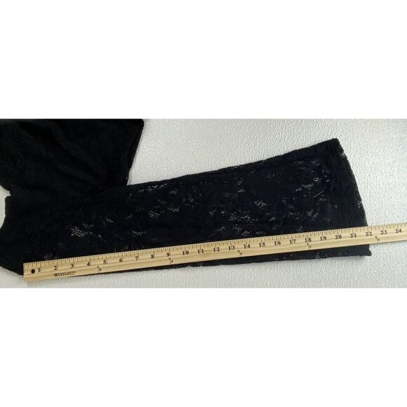 Witchy Boho Chic Black Lace Bell Sleeve Scooped Back Stretch Womens Top Medium - Picture 7 of 10